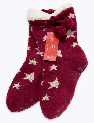 Star Print Bootie Slipper Socks