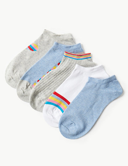 5 Pair Pack Cotton Rich Trainer Liner Socks