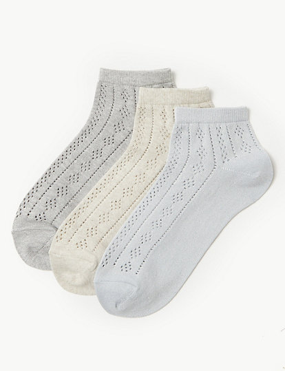3 Pair Pack Cotton Rich Sparkle Anklet Socks