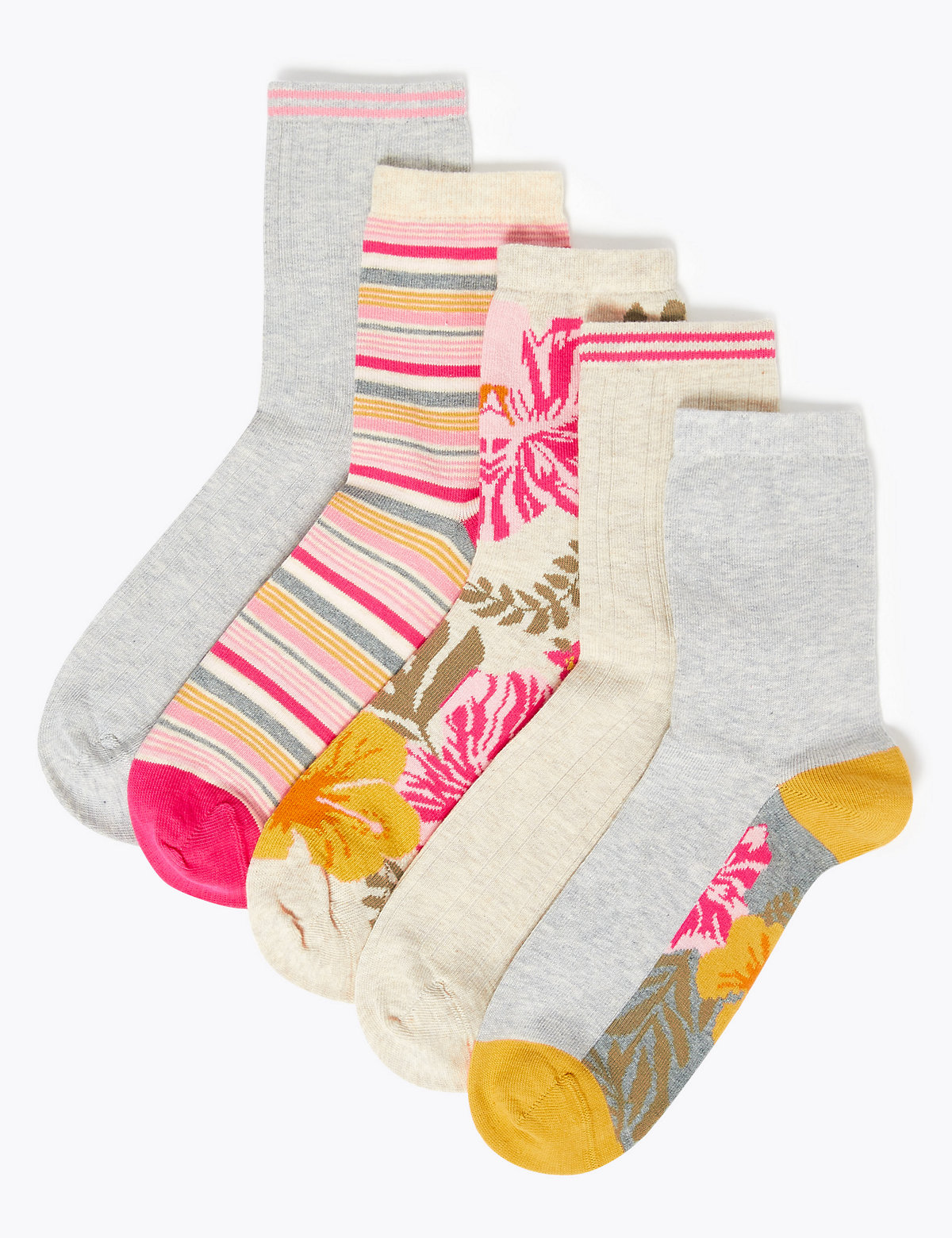 5pk Cotton Seamless Ankle High Socks