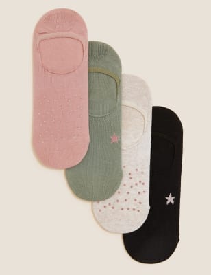 4 paar katoenen, naadloze sneakersokken