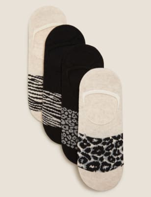 4 paar katoenen, naadloze sneakersokken