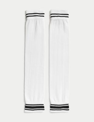 Goodmove Women's Cotton Rich Striped Leg Warmers - White Mix, White Mix