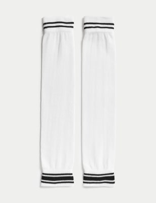 Goodmove Womens Cotton Rich Striped Leg Warmers - White Mix, White Mix