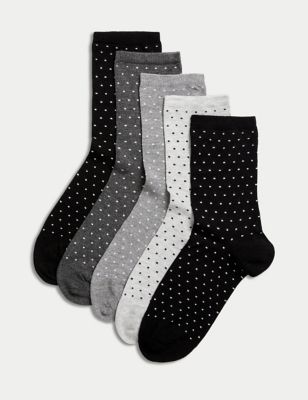 M&S Womens 5pk Seamless Toes Ankle High Socks - 6-8 - Black Mix, Black Mix,Blue Mix