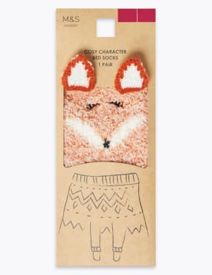 Chaussettes confortables &agrave; motif renard, pr&eacute;sent&eacute;es dans une bo&icirc;te