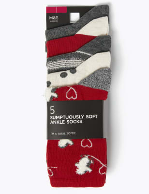 Lot de 5&nbsp;paires de chaussettes ultra-douces hauteur cheville &agrave; motif pingouin