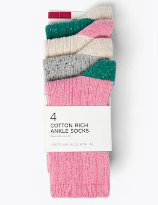 Lot de 4&nbsp;paires de chaussettes en coton hauteur cheville