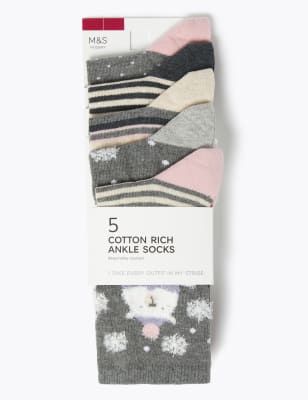 Lot de 5&nbsp;paires de chaussettes en coton hauteur cheville