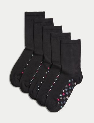 M&S Womens 5pk Sumptuously Soft Ankle Socks - 6-8 - Black Mix, Black Mix