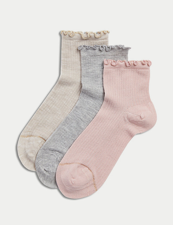 Žebrované kotníkové ponožky Sumptuously Soft™, sada 3&nbsp;párů - CZ