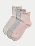 Žebrované kotníkové ponožky Sumptuously Soft™, sada 3&nbsp;párů