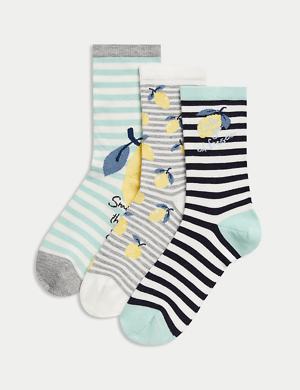 3pk Sumptuously Soft™ Lemon Ankle Socks - HR