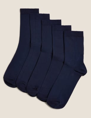 

Womens M&S Collection 5pk Cotton Rich Ankle High Socks - Navy, Navy