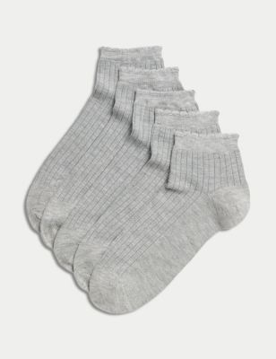 

Womens M&S Collection 5pk Seamless Toes Anklets - Grey Marl, Grey Marl