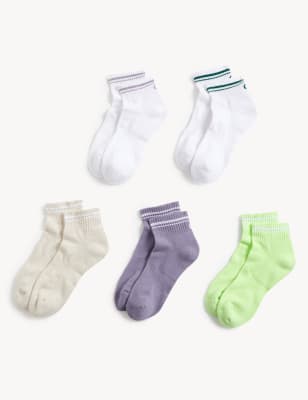 

Womens Goodmove 5pk Cotton Rich Ankle High Socks - Green Mix, Green Mix