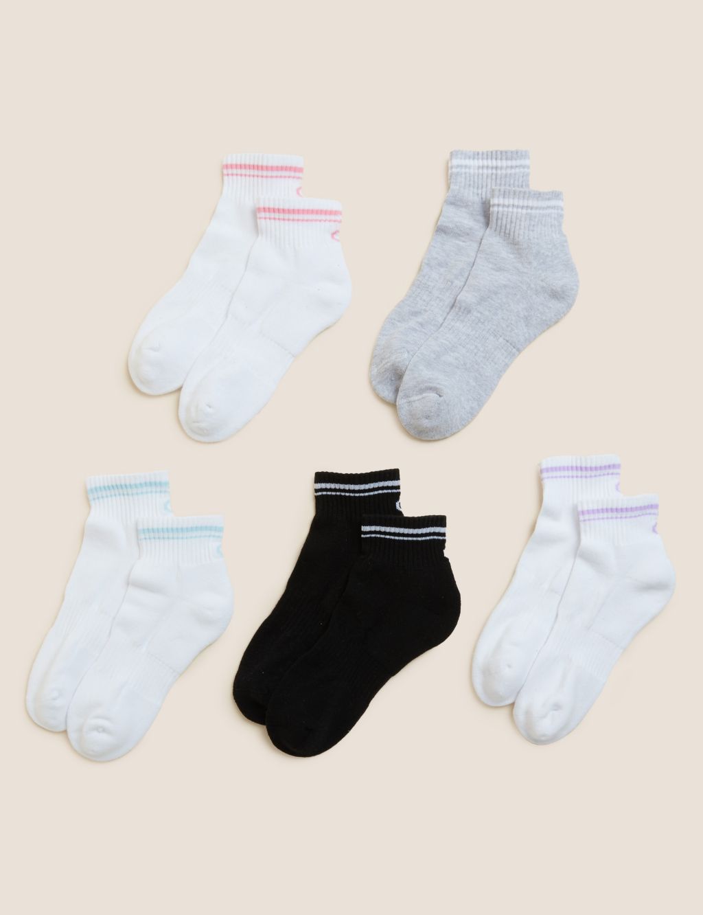 5pk Cotton Rich Ankle High Socks image 1