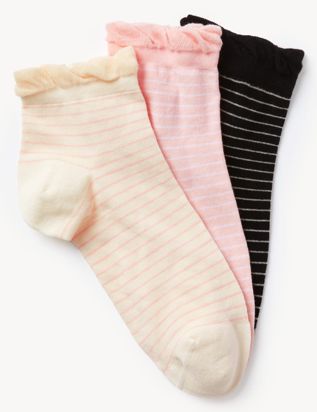 3pk Cotton Rich Striped Anklets
