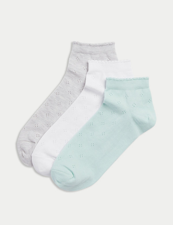 Kotníkové ponožky s&nbsp;háčkovaným vzorem, ze směsi bavlny, sada 3&nbsp;párů - CZ