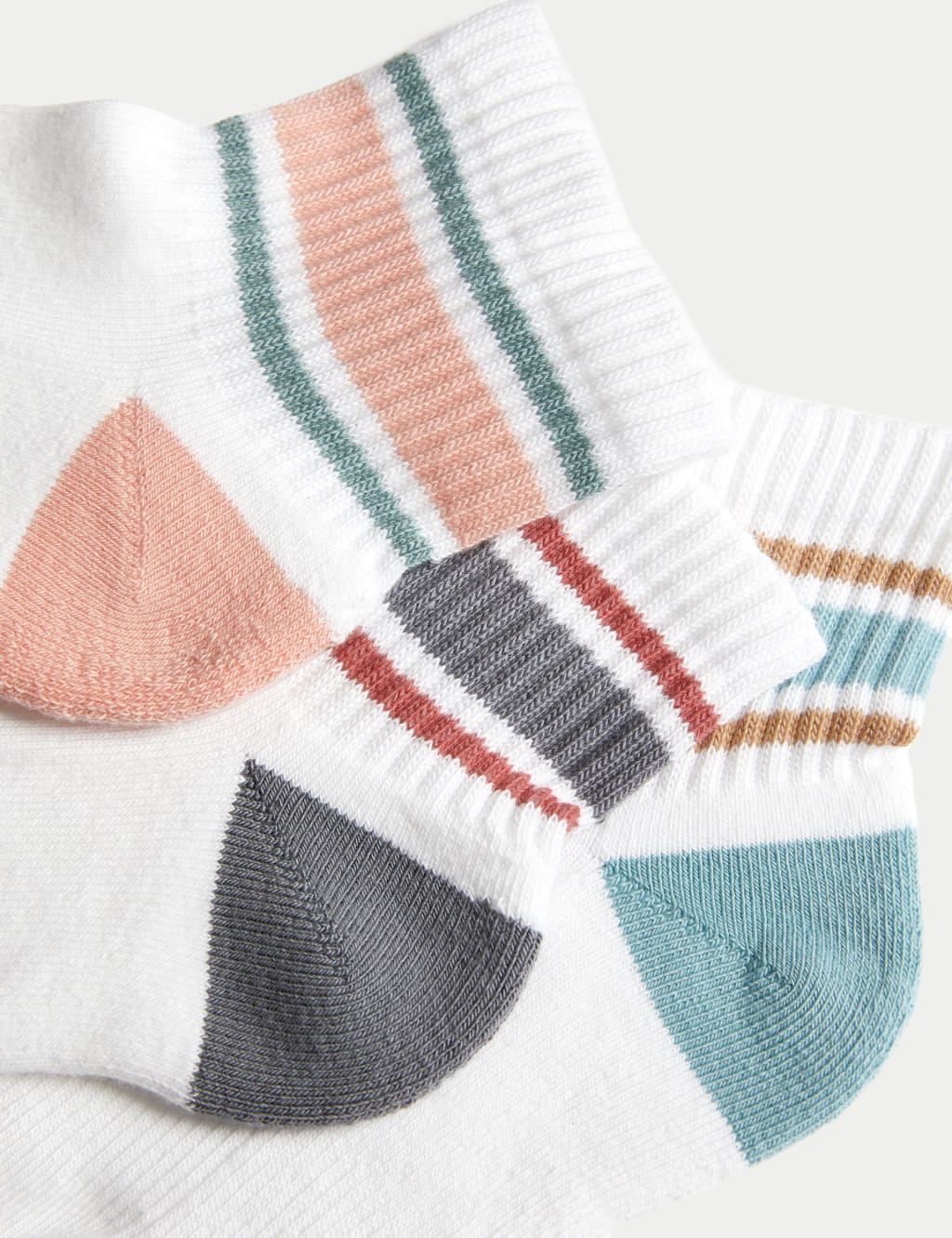 3pk Cotton Rich Striped Ankle High Socks image 2