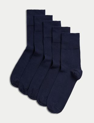 

Womens M&S Collection 5pk Cotton Rich Soft Top Ankle High Socks - Navy, Navy