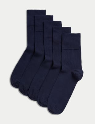 5pk Cotton Rich Soft Top Ankle High Socks