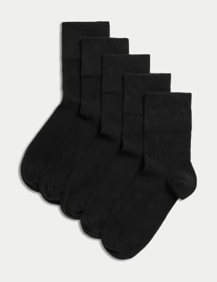 

Womens M&S Collection 5pk Cotton Rich Soft Top Ankle High Socks - Black, Black