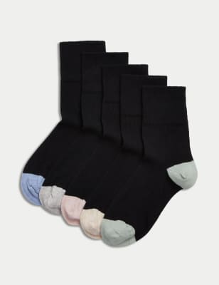 5pk Cotton Rich Soft Top Ankle High Socks