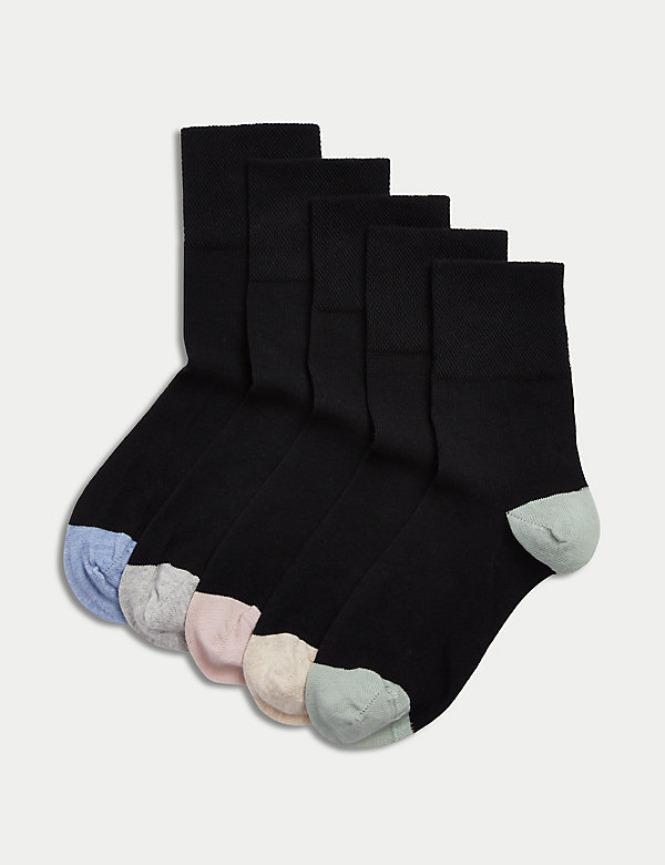 5pk Cotton Rich Soft Top Ankle High Socks - GR