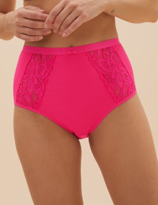 

Womens M&S Collection Wild Blooms Lace Full Briefs - Pink, Pink