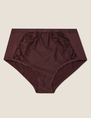  Culotte emboîtante taille haute avec dentelle - Mahogany