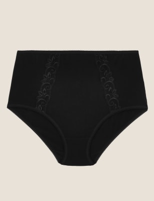 

Womens M&S Collection Cotton Rich Embroidered Full Briefs - Black, Black