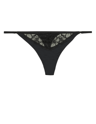 

Womens M&S Collection Bestickter Tanga „Embrace“ - Black, Black