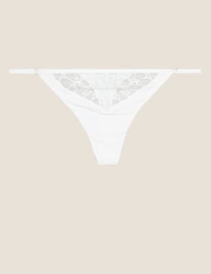 

Womens M&S Collection Bestickter Tanga „Embrace“ - White, White