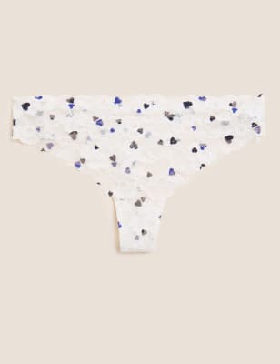 

M&S Collection Tanga de corte libre con encaje floralWomens - Cream Mix, Cream Mix