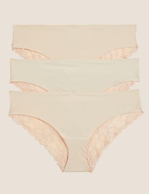 

Womens M&S Collection 3pk No VPL Low Rise Brazilian Knickers - Soft Opaline, Soft Opaline