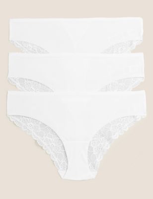 

Womens M&S Collection 3pk No VPL Low Rise Brazilian Knickers - White, White