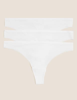 

Womens M&S Collection 3er-Pack Hüfttangas mit Spitze ohne sichtbare Abdrücke - White, White