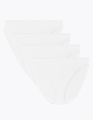 

M&S Collection Pack de 4 braguitas de corte alto 100% algodónWomens - White, White