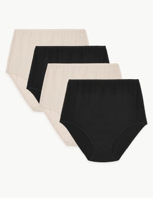 4pk Pure Cotton Bikini Knickers, M&S Collection