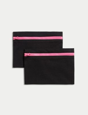 M&S Womens 2pk Period Travel Bags - Pink, Pink