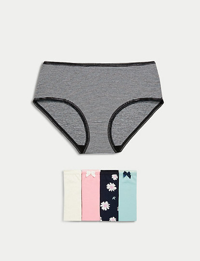Pack of 5 Cotton Mix High Rise Knickers