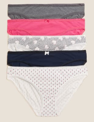

Womens 5er-Pack Bikinislips mit hohem Baumwollanteil - Bright Pink Mix, Bright Pink Mix