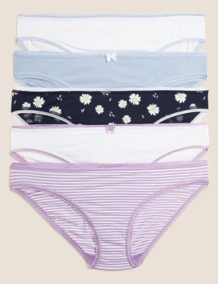 

Womens 5er-Pack Bikinislips mit hohem Baumwollanteil - Lilac Mix, Lilac Mix