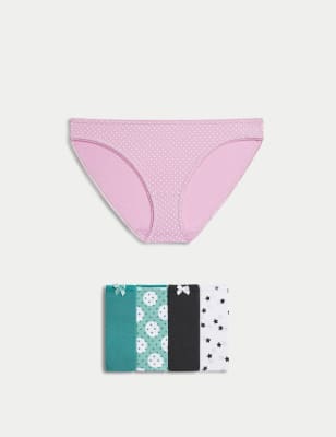 

Womens 5er-Pack Bikinislips mit hohem Baumwollanteil - Green Mix, Green Mix