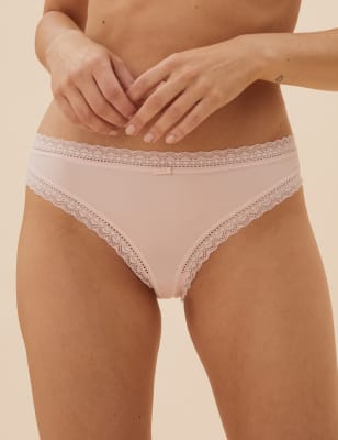 5pk Microfibre & Lace Brazilian Knickers