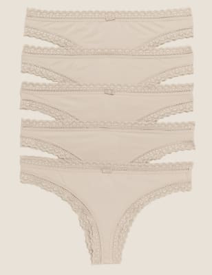 

M&S Collection Pack de 5 braguitas brasileñas de microfibra y encajeWomens - Natural Mix, Natural Mix