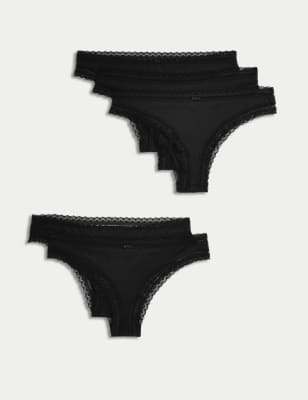 5pk Microfibre & Lace Brazilian Knickers