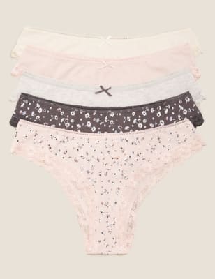 

Womens M&S Collection 5er-Pack Brazilian-Slips aus Baumwolle mit Lycra® - Pink Mix, Pink Mix