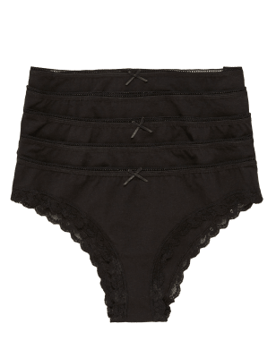 

Womens M&S Collection 5er-Pack Brazilian-Slips aus Baumwolle mit Lycra® - Black, Black